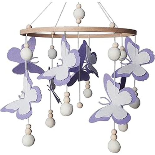 Purple Butterfly Crib Mobile – Baby Girl Nursery Decor – Handmade Felt Mobile – Hanging Baby Mobile for Crib – Baby Shower Gift