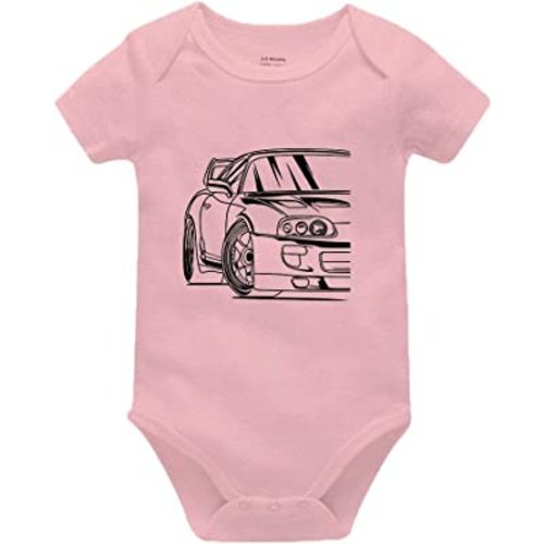 Pengshiliu Beautiful car Newborn Baby Romper Bodysuit Short Sleeve Onesie Pink
