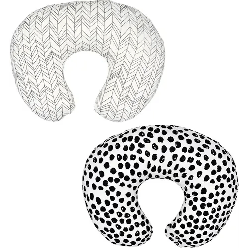 Little Jump 2 Pack Nursing Pillow Cover Slipcover for Breastfeeding Pillows, Soft and Comfortable Safely Fits On Standard Infant Nursing Pillows (Geometric & Speckles)