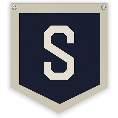 Lacama Vintage Name Sign for Personalized baby Boy Gifts，Name Pennant Flag Personalized Banner for Nursery Toddler Bedroom Playroom Kidsroom，Baby Boy Birthday Christmas Gift，Initial Monogram S 12x14