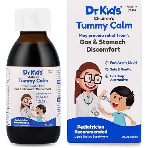 DrKids Children’s Gas Relief & Upset Stomach Support, Alternative Gas Drops for Newborns & Kids, Safe & Gentle Oral Solution, Natural Constipation Relief, 5 Fl Oz (Pack of 1)