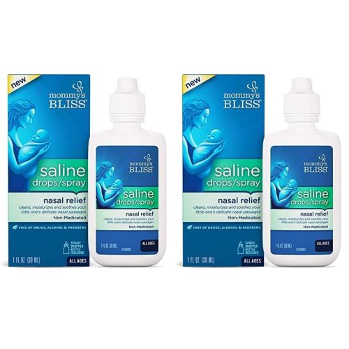 Mommy's Bliss Saline Drops/Spray, Nasal Relief for Newborns & Up, 1 Fl Oz (Pack of 2)