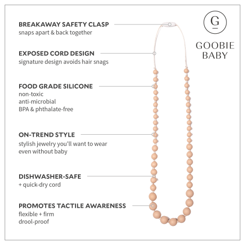 Audrey Teething Necklace - Oatmeal – Goobie Baby