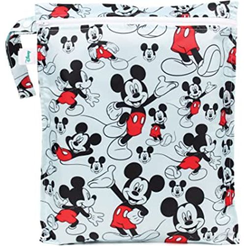 Bumkins Waterproof Wet Bag, Disney Washable, Reusable for Travel, Beach, Pool, Stroller, Diapers, Dirty Gym Clothes, Swimsuits, Toiletries, 12x14 – Mickey Mouse