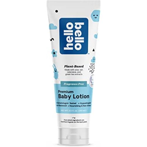 Hello Bello premium Baby Lotion | Vegan and Cruelty Free Moisturizing, Non-Greasy Lotion for babies and Kids | Fragrance Free | 8.5 FL Oz (1 Pack)