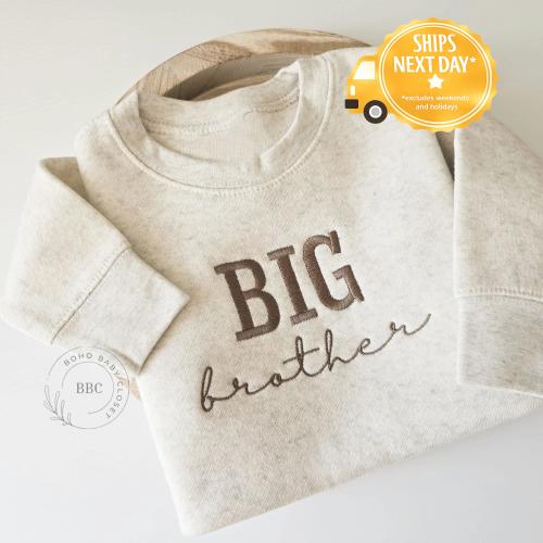 Embroidered Big Brother Sweatshirt, Natural Toddler Sweatshirt, Pregnancy Announcement, Big Bro, Coming Soon Neautral Sweatshirt, S1
