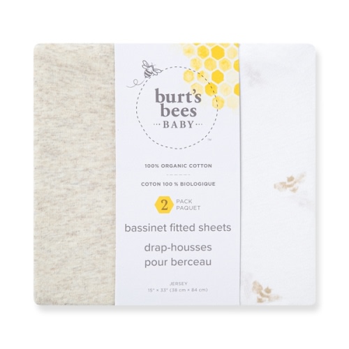 Solid Organic Cotton BEESNUG® Fitted Bassinet Sheet 2 Pack
