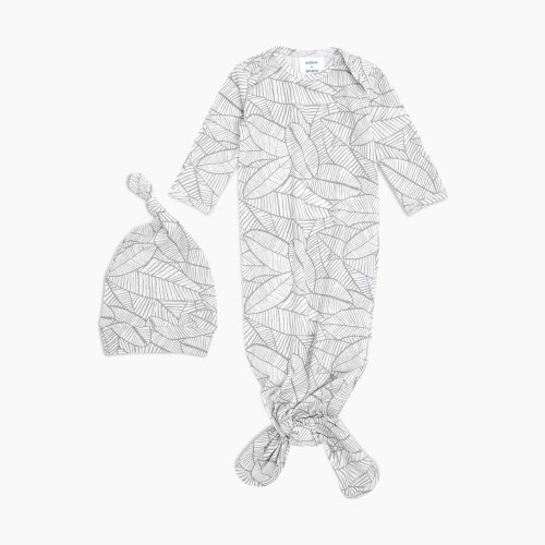 Aden + Anais Comfort Knit Knotted Gown + Hat Gift Set - Zebra Plant