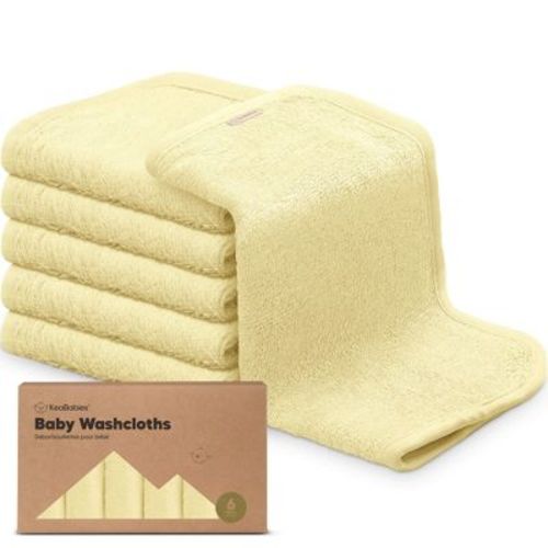 6pk Deluxe Baby Washcloths, Organic and Soft Baby Wash Cloth, Baby Bath Towel, Face Cloths (Peachy)