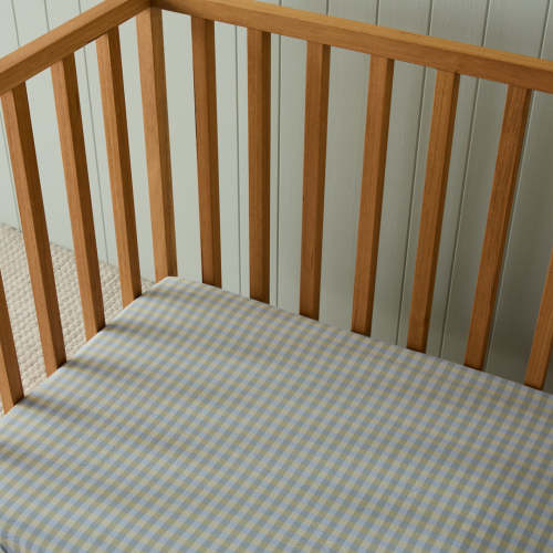 Leo Washed Cotton - Elodie Gingham Cot Fitted Sheet