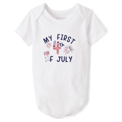 Baby First 4th Of July Graphic Bodysuit - White