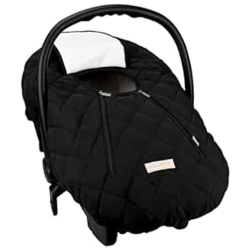 Bebamour Car Seat Cover for Babies Winter - Baby Car Seat Covers Universal Cold Weather Shield,Warm and Cozy Carseat Covers (Black)