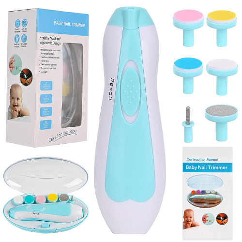 Silensys Baby Nail Trimmer, Electric Baby Nail Clippers, 6 in 1 Baby Nail File Nail File Baby Grooming Kit for Newborn Toddler or Adults, Blue