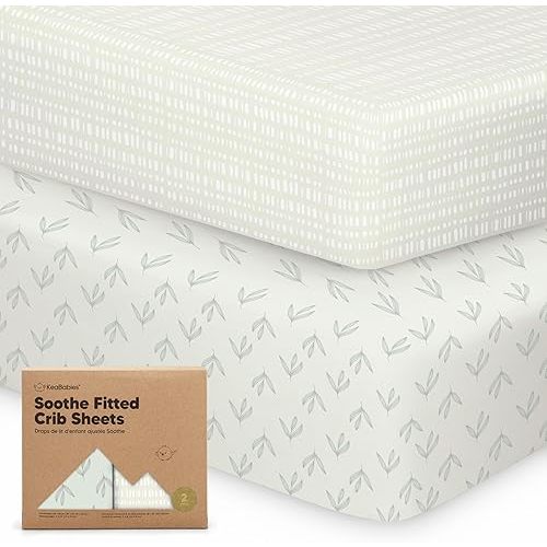 KeaBabies 2-Pack Organic Crib Sheets for Boys, Girls, Jersey Fitted Crib Sheet, Baby Crib Sheets Neutral, Cotton Breathable Crib Sheet, Cute Printed Crib Mattress Sheet, Baby Mattress Sheets (Fleur)