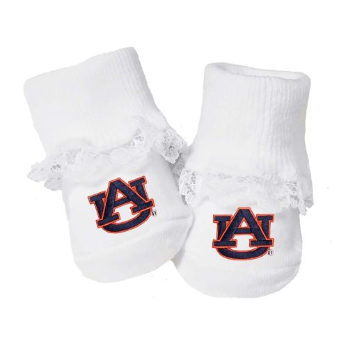 Auburn Tigers Baby Toe Bootie Socks with Lace 0-9 Months