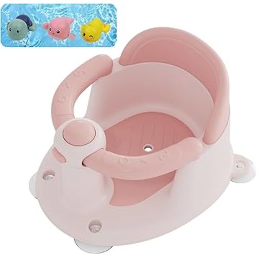Baby Bath Seat for Babies 6 Months & Up, Bath Seats for Babies Sitting Up, 3 Baby Bath Toys, Open Design Bathtub Seat for Baby, Non-Slip, Compact Toddler Bath Seat.
