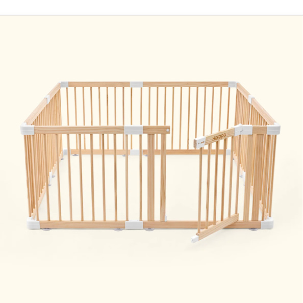 HARPPA Grovi Wooden Baby Gate Playpen | Non-Toxic Foldable DIY Adjustable Play Yard for Infants & Toddlers – Natural Finish Baby Fence for Small & Large Spaces