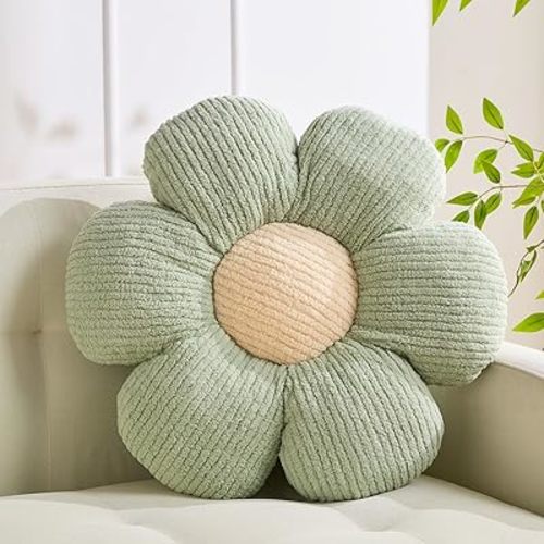 Flower Pillow Flower Shaped Pillow Cushion Decorative Daisy Pillow for Bed Cute Throw Pillow Flower Floor Pillow Soft Seat Cushion Sage Green Flower Cushion 15.7"