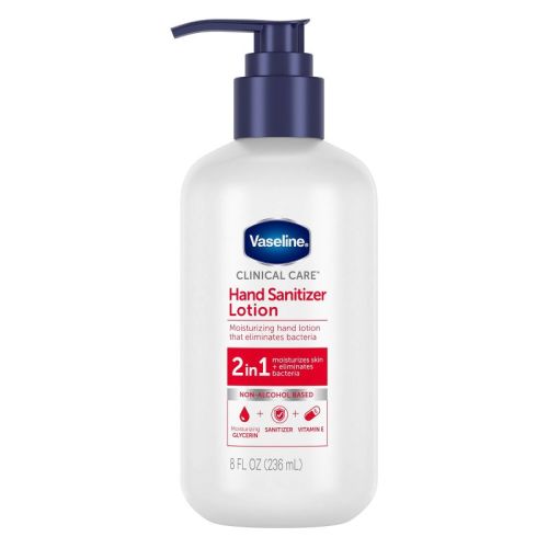 Vaseline Clinical Care 2-in-1 Hand Sanitizer Pump Lotion - Unscented - 8 fl oz