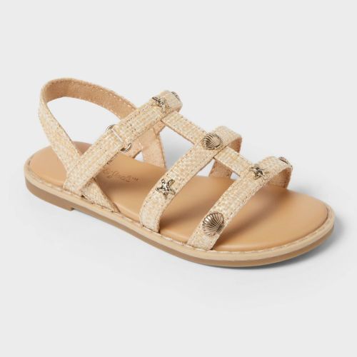 Cat & Jack Kinsley Raffia Nautical Sandals, Beige - size 6T