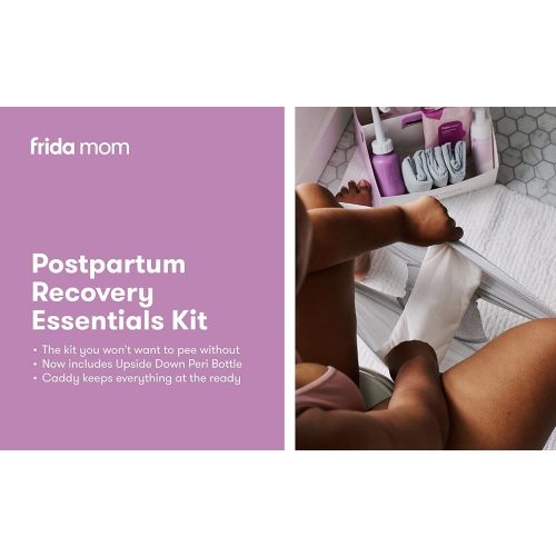 Frida Mom Postpartum Recovery Essentials Kit, includes Disposable Underwear, Instant Ice Maxi Pads, Perineal Healing Foam, Perineal Healing Pad Liners and Upside Down Peri Bottle (11pc Gift Set) - with Peri Bottle