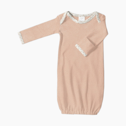 SwaddleDesigns Cotton Knit Long-sleeve Pajama Gown with Mitten Cuffs - Heathered Peach Blush, 0-3 M
