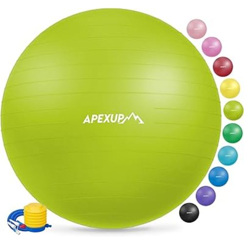 APEXUP Yoga Ball Exercise Ball, Pilates Ball, Anti Slip Stability Ball, Heavy Duty Gym Ball for Fitness, Balance, Core Workout, Physical Therapy