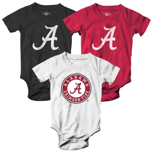 Alabama Crimson Tide Wes & Willy Infant Three-Pack Bodysuit Set - Crimson/White/Black