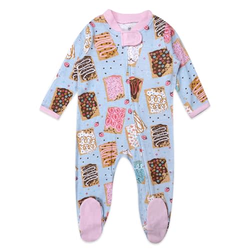 HonestBaby Sleep & Play Footed One-Piece Pajama Sleeper 100% Organic Cotton, Baby Girls