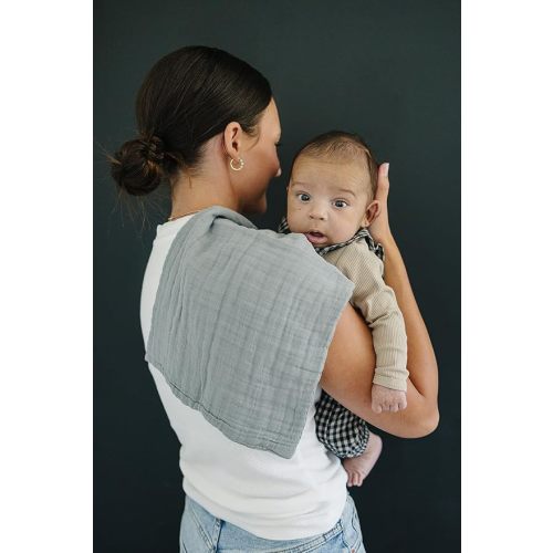 Mebie Baby Burp Cloths, Dusty Blue Print 3-Pack, Muslin Burp Cloth Set for Spit Up, Drool, and More, Boho Burp Cloths for Baby Boy and Girl, Baby Must Haves for Registry Lists and Gifts for Newborns