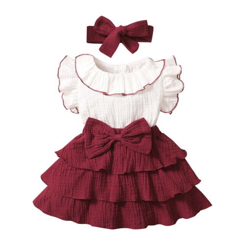 Gunia Kids Girls' Dresses Newborn Infant Cotton Patchwork Autumn Sleeveless Ruffle Princess Clothes Cotton 18-24 Months Sundress Outwear