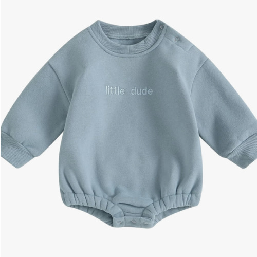 VISGOGO Newborn Infant Baby Boy Girls Oversized Romper Little Dude Sweater Onesie Coming Home Outfit Neutral Clothes