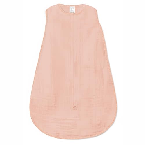 SwaddleDesigns Baby Sleep Sack 6-12 months, Cotton Muslin Wearable Blanket with 2-way Zipper, Non-Weighted Sleeping Sack for Safer Sleep, Peachy Pink, Medium