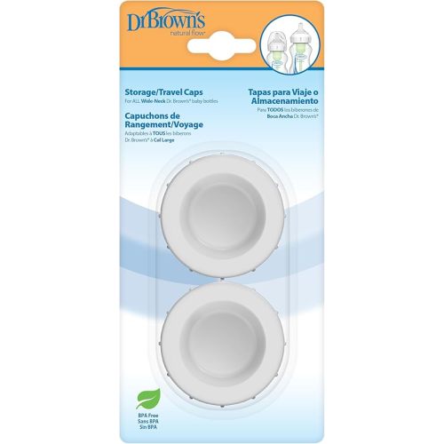 Dr. Brown's Natural Flow Storage/Travel Caps for Wide-Neck Bottles,2 Pack