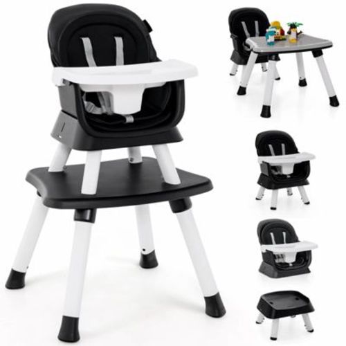 Infans 8 In 1 Baby High Chair, Convertible Highchair For Babies And Toddlers/table And Chair Set/booster Seat/toddler Chair With Safety Harness, Black
