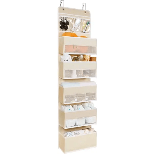 Univivi 6-Shelf Over Door Hanging Organizer Fabric Door Storage with 5  Large Pockets and 3 Small PVC Pockets Wall Mount Hanging Storage Organizers