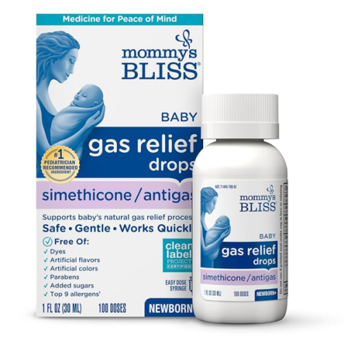 Mommy's Bliss Gas Relief Drops Bottle, Simethicone Drops for Infants, Relieves Stomach Discomfort, Safe & Gentle, Ginger Flavor, 1 Fl Oz (Pack of 1)