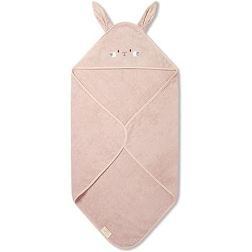 MORI Baby Boys and Girls Hooded Bunny Bath Towel in Blush - 100% Organic Cotton Unisex Infant Soft Blanket - Absorbent and Long Lasting - 100 x 88 cm