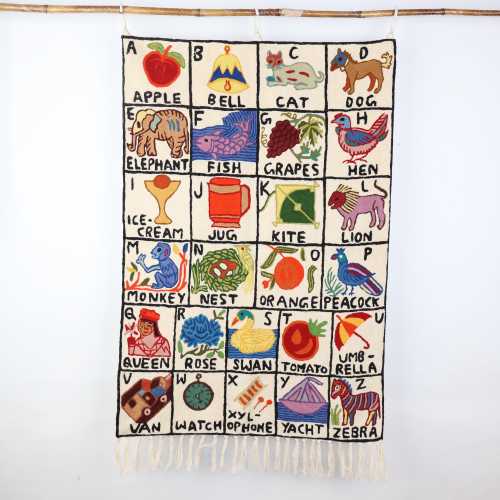 Handmade A to Z Alphabet Tapestry Wall Hanging | Nursery Decor | Boho Kids Room Art