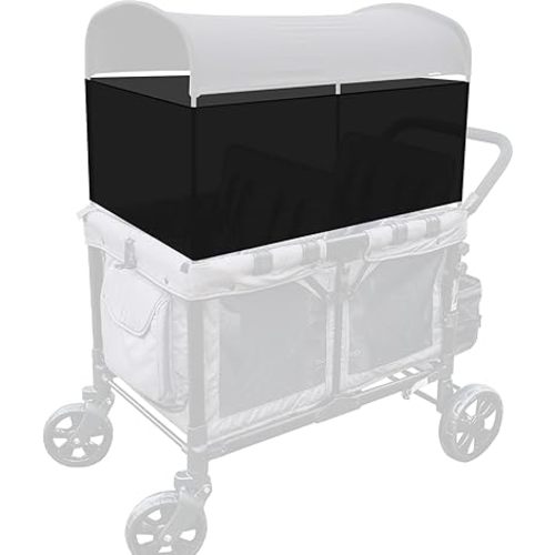 4-Sided Breathable Sunshade Net Canopy Compatible for Wonderfold W4/W2 Wagon Stroller,Lightweight Mesh Sunshade Net (Black)