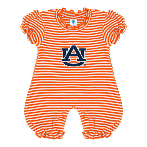 Auburn Tigers Stripe Puff Sleeve Romper | College Baby