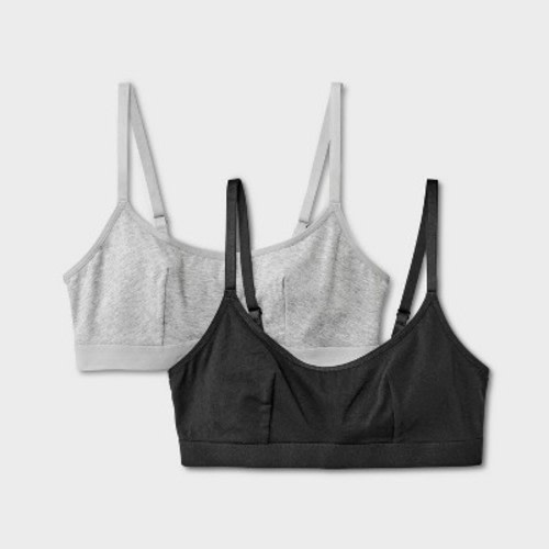 Women's 2pk Cotton Blend Scoop Back Bralette - Dealworthy™ Black/Heathered Gray M