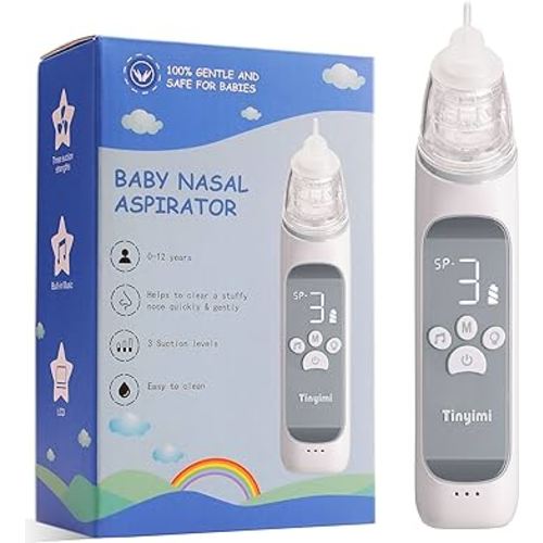 Nasal Aspirator for Baby Baby Nose Sucker Electric Nose Aspirator for Toddler, Automatic Nose Cleaner with 3 Silicone Tips 3 Suction Level and Music