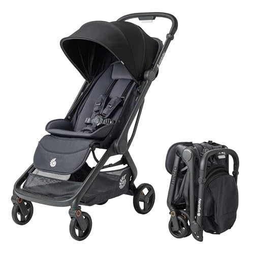 Ergobaby Metro 3 All in One Compact Baby Stroller, Lightweight Travel Stroller, Easy One-Hand Fold for Overhead Airplane Storage (Carries up to 50 lbs), Car Seat Compatible, Onyx Black