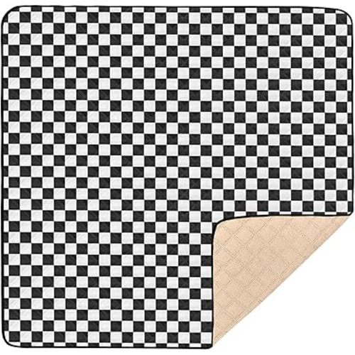 CBBYY Race Checkered Flag Print Baby Play Mat for Floor,Anti-Slip Soft Crawling Mat for Infant Toddler 50x50 Inch