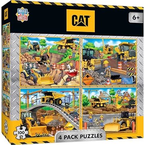 MasterPieces – Jigsaw Puzzle Set for Kids 6+ Years, 4-Pack of 100 Pieces, Educational and Fun Game, Caterpillar Collection, Gift Idea for Children, 8" x 10