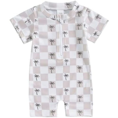 Infant Baby Boy Girl One Piece Swimsuit Rash Guard Shirt Bathing Suit Zip Up Swimwear