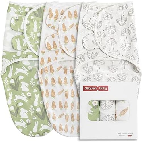 GLLQUEN BABY Swaddle Blanket Sleep Sacks for Newborn - Baby Swaddles 0-3 Months, 3-Pack Newborn Swaddle Sack, Baby Swaddle Wrap, Baby Essentials, Registry & Gift (Small/Medium)