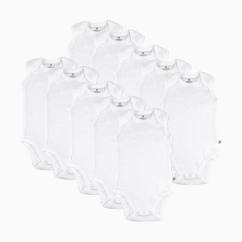 Honest Baby Clothing 10-Pack Organic Cotton Sleeveless Bodysuits, Honestly Pure White - Honestly Pure White, 0-3 M