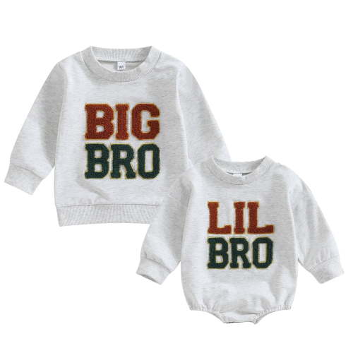 Big Brother Sweatshirt Little Brother Newborn Outfits Baby Boy Clothes Romper Letter Print Long Sleeve Tops